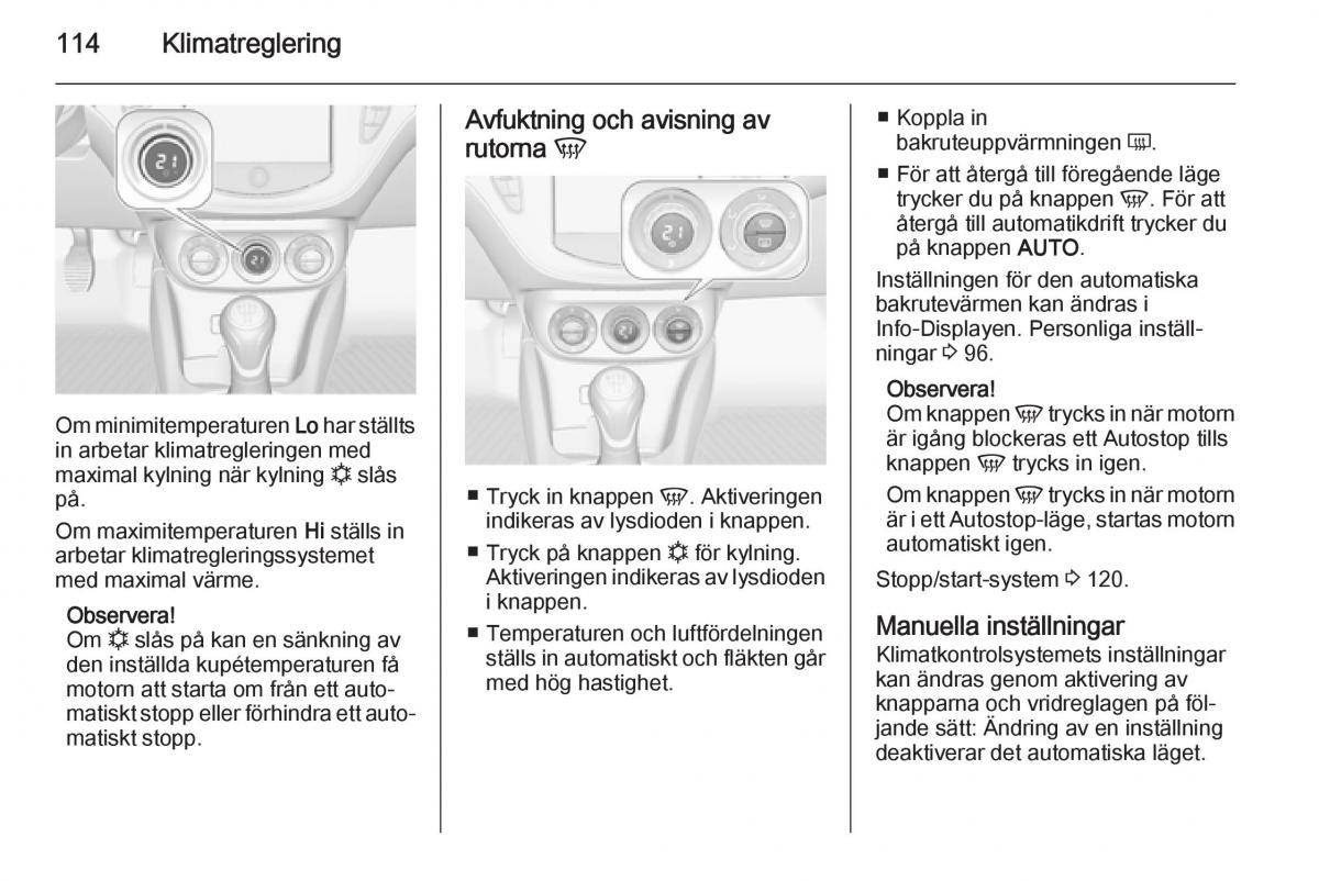 Opel Adam instruktionsbok / page 116