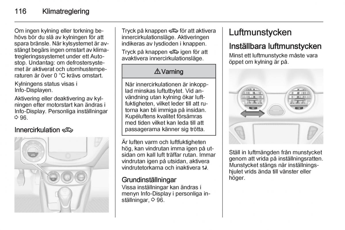 Opel Adam instruktionsbok / page 118