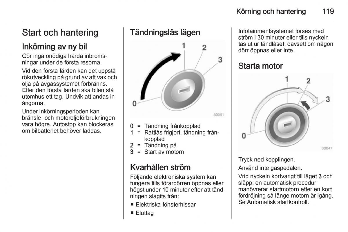 Opel Adam instruktionsbok / page 121