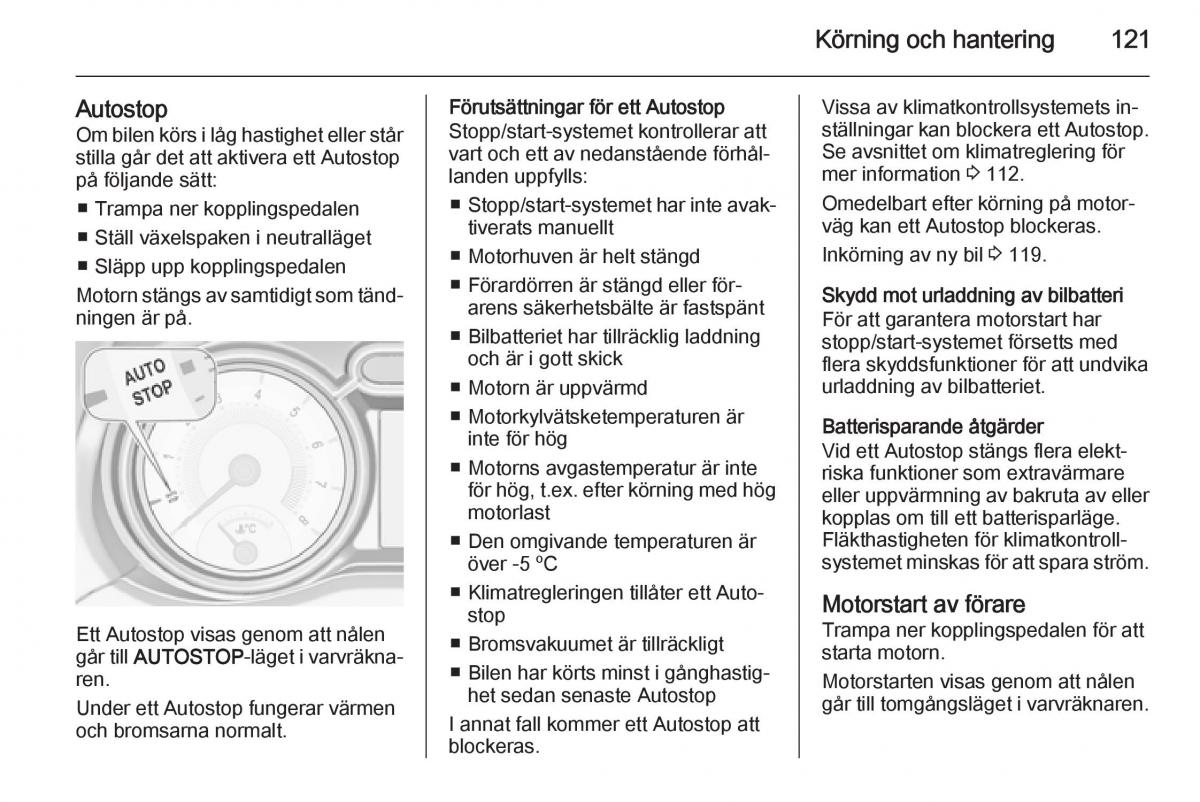 Opel Adam instruktionsbok / page 123