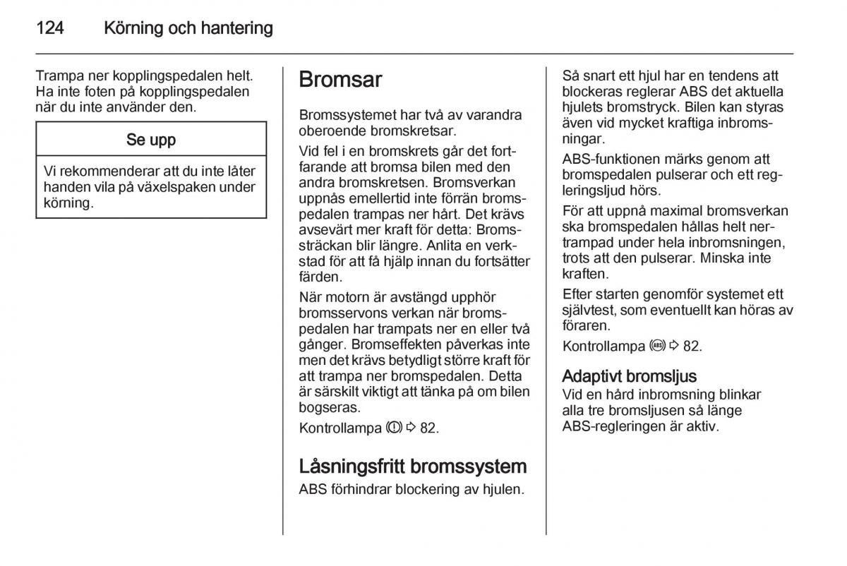 Opel Adam instruktionsbok / page 126