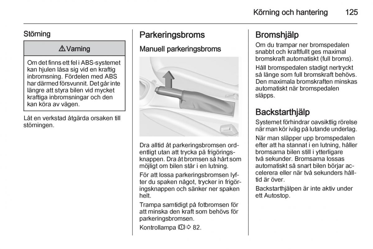 Opel Adam instruktionsbok / page 127