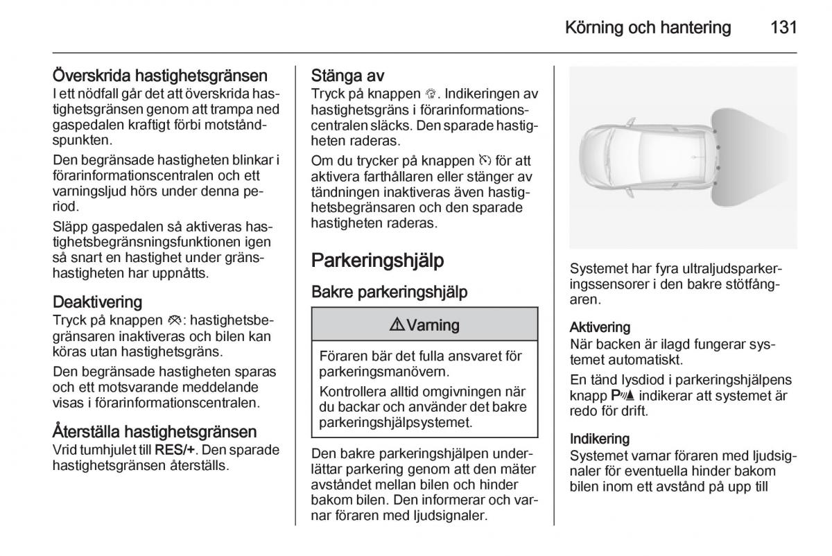 Opel Adam instruktionsbok / page 133