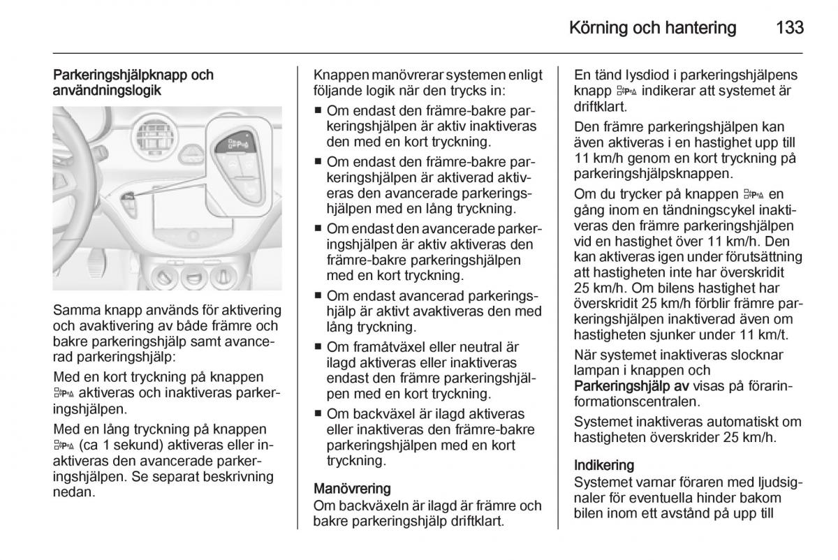 Opel Adam instruktionsbok / page 135