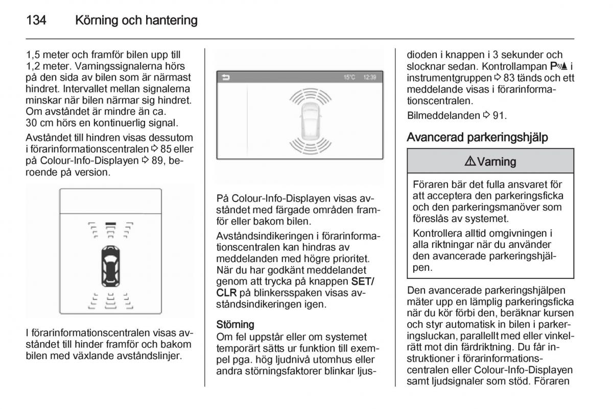 Opel Adam instruktionsbok / page 136