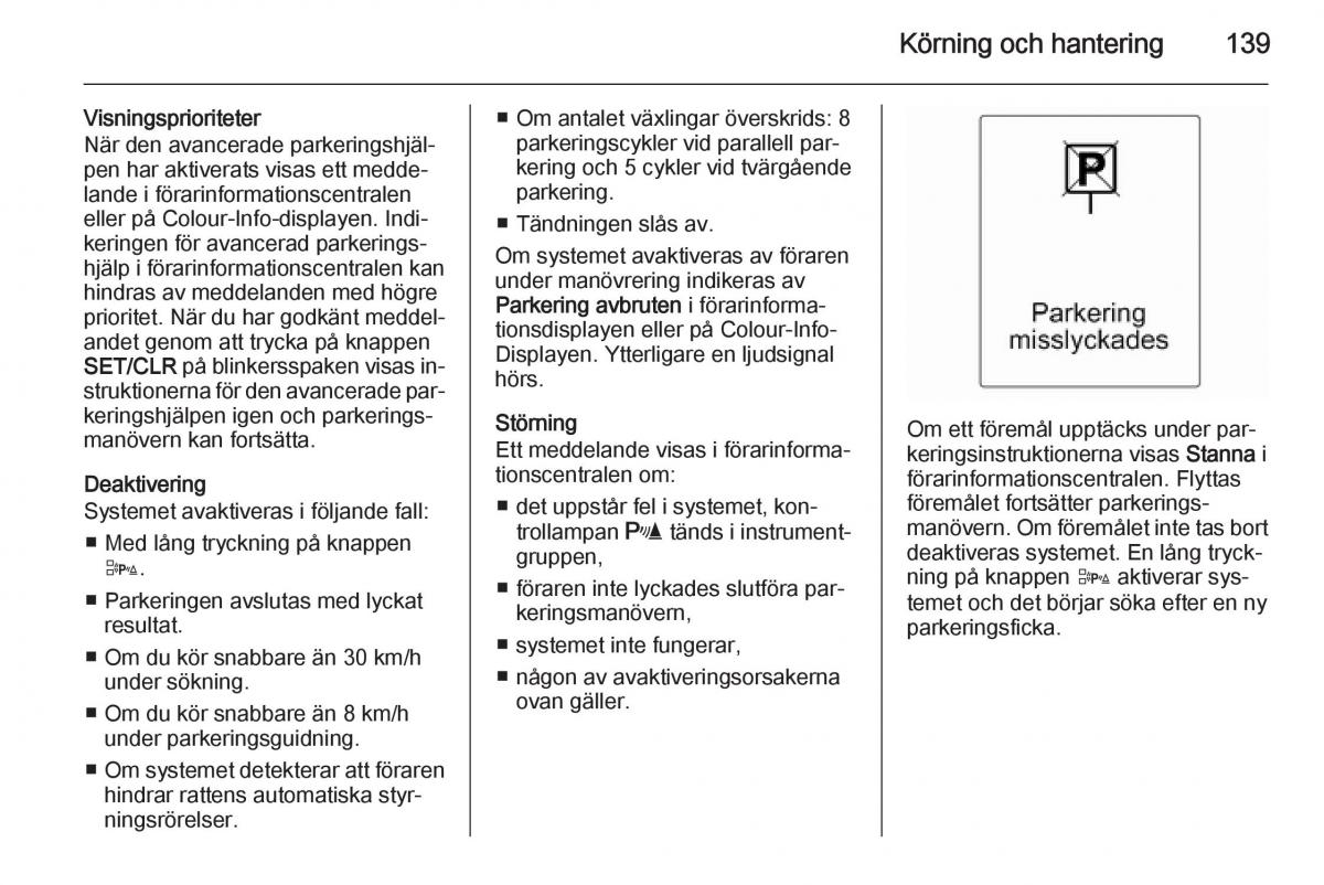 Opel Adam instruktionsbok / page 141