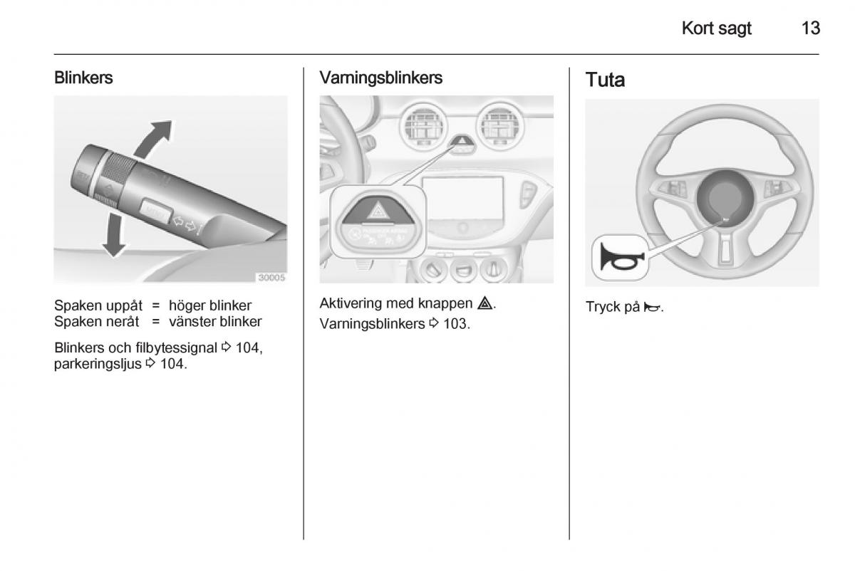 Opel Adam instruktionsbok / page 15