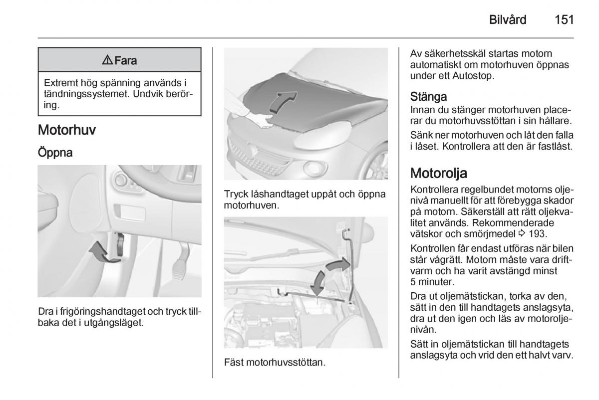 Opel Adam instruktionsbok / page 153