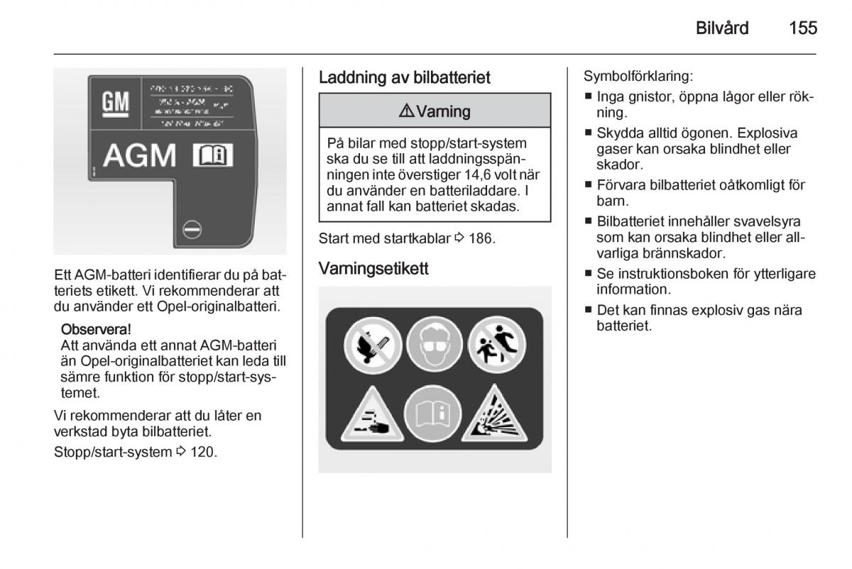 Opel Adam instruktionsbok / page 157