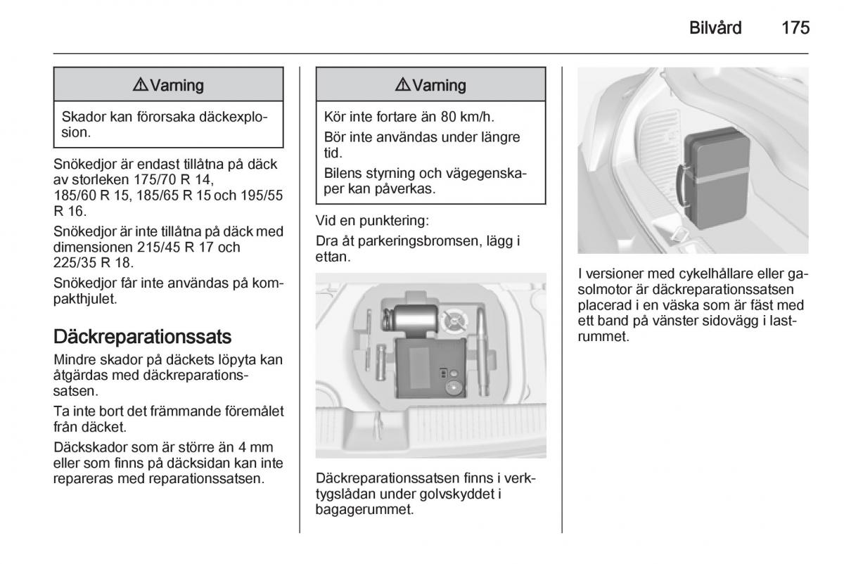 Opel Adam instruktionsbok / page 177