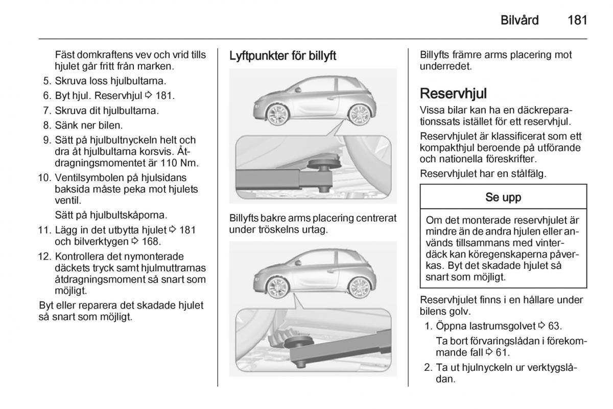 Opel Adam instruktionsbok / page 183