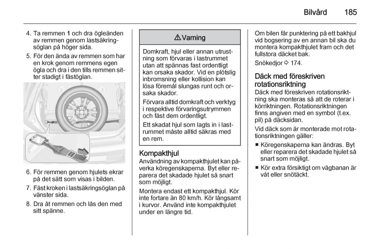 Opel Adam instruktionsbok / page 187