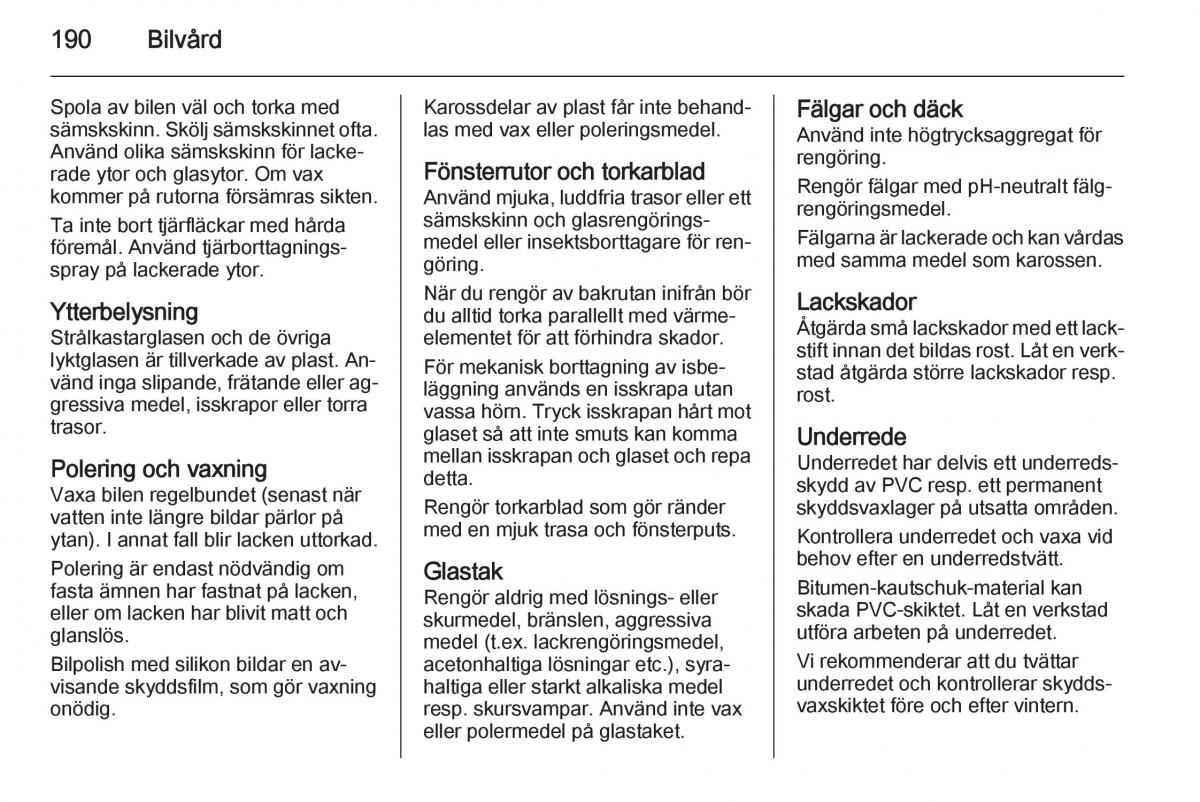 Opel Adam instruktionsbok / page 192