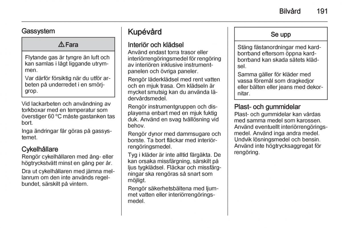 Opel Adam instruktionsbok / page 193