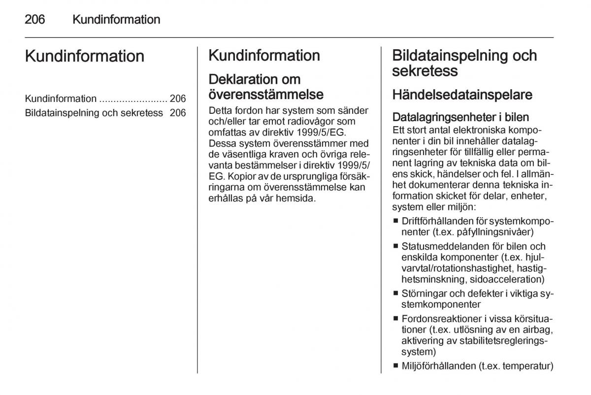 Opel Adam instruktionsbok / page 208