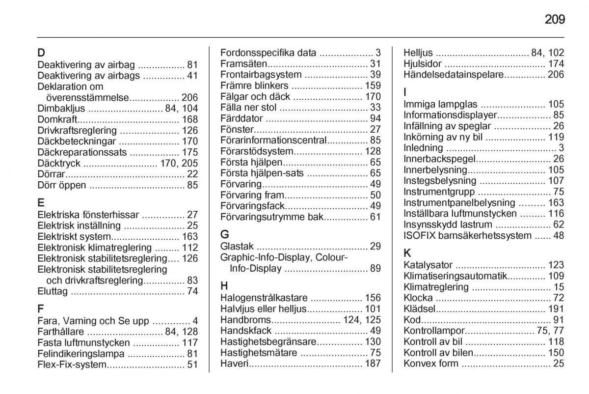 Opel Adam instruktionsbok / page 211