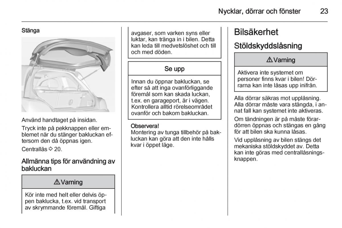 Opel Adam instruktionsbok / page 25