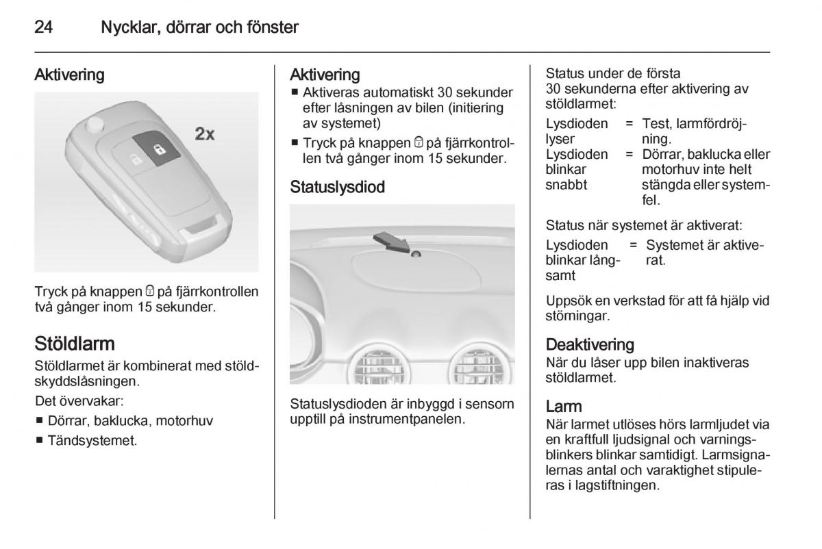 Opel Adam instruktionsbok / page 26