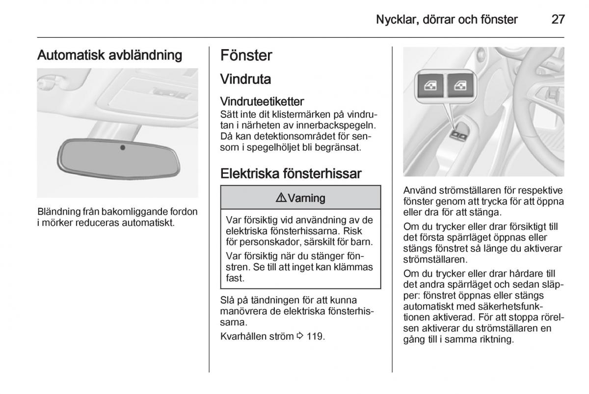 Opel Adam instruktionsbok / page 29