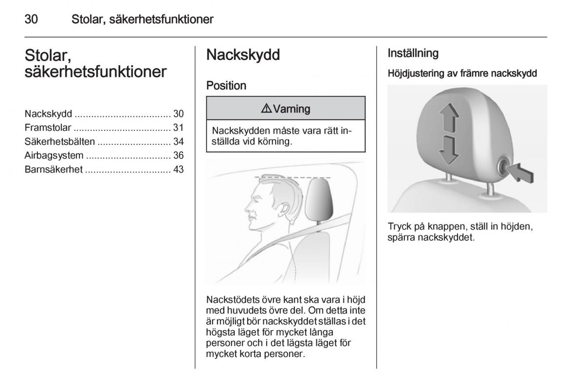 Opel Adam instruktionsbok / page 32