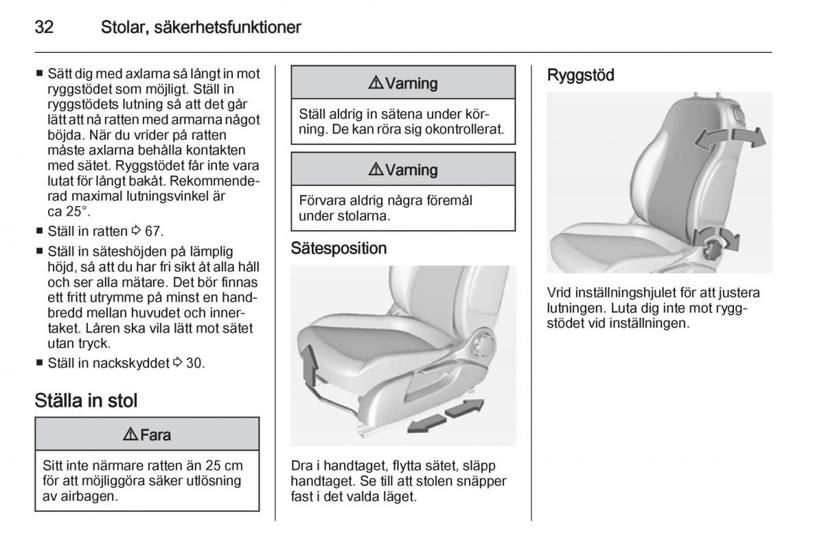 Opel Adam instruktionsbok / page 34