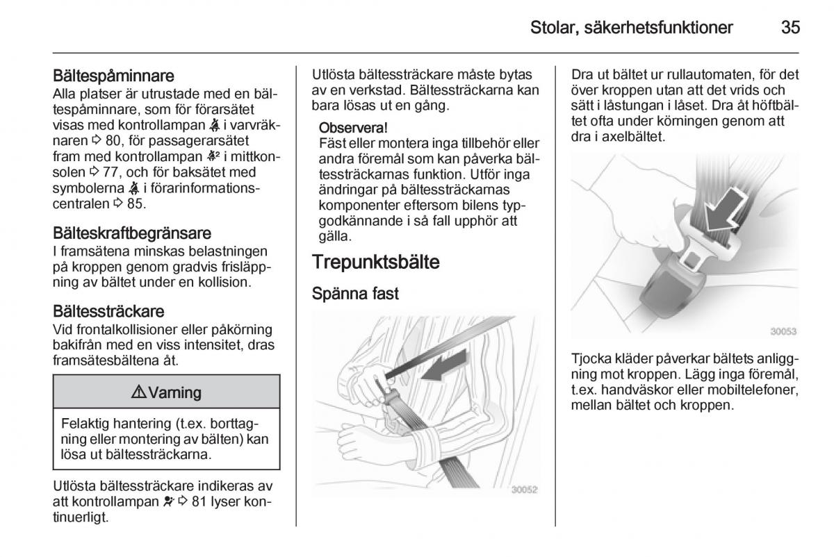 Opel Adam instruktionsbok / page 37