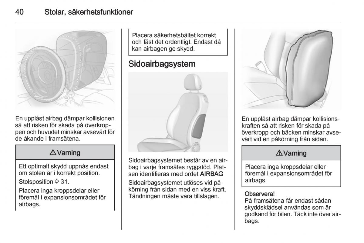 Opel Adam instruktionsbok / page 42