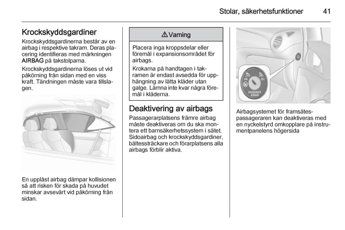 Opel Adam instruktionsbok / page 43