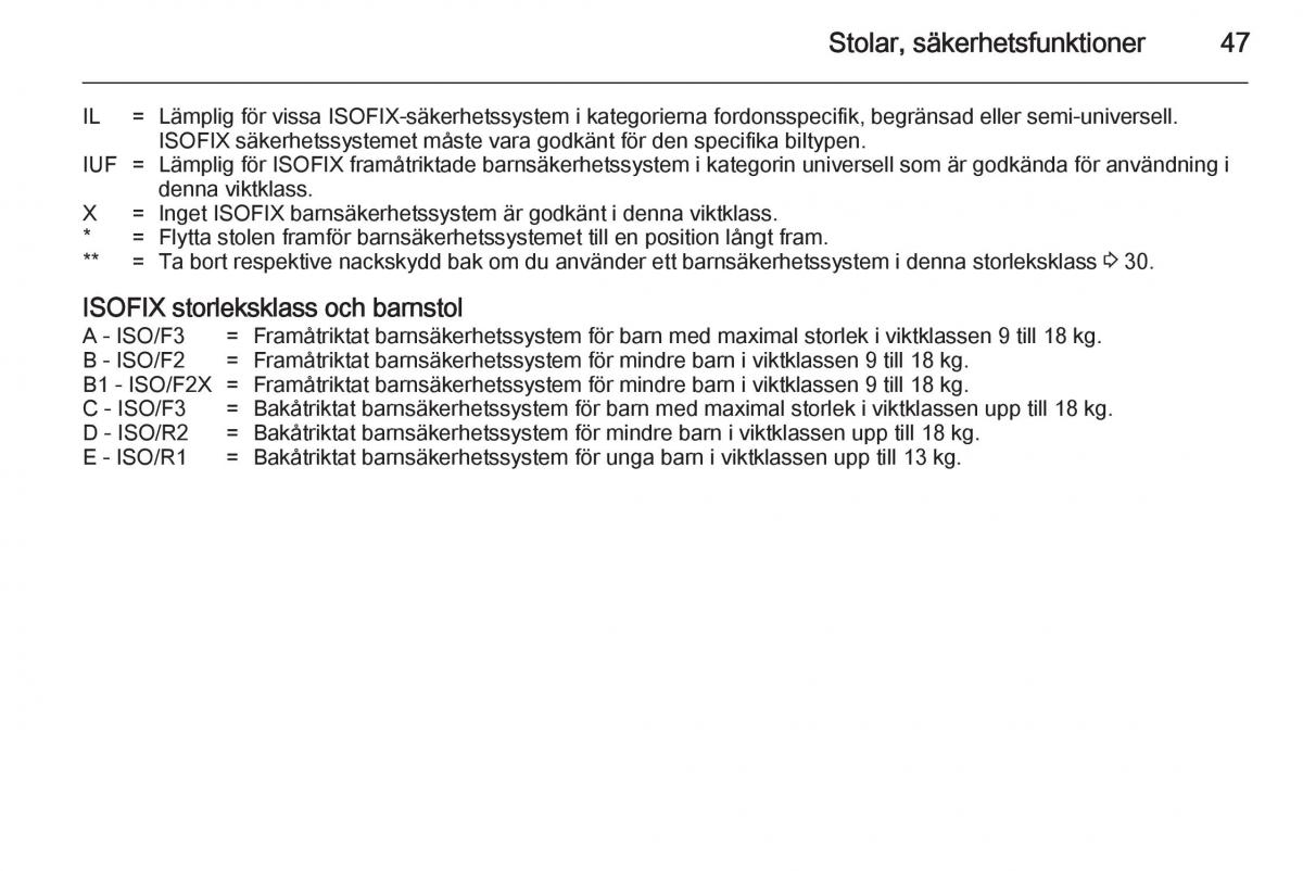 Opel Adam instruktionsbok / page 49