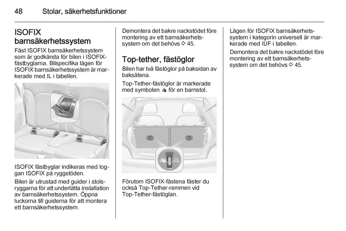 Opel Adam instruktionsbok / page 50