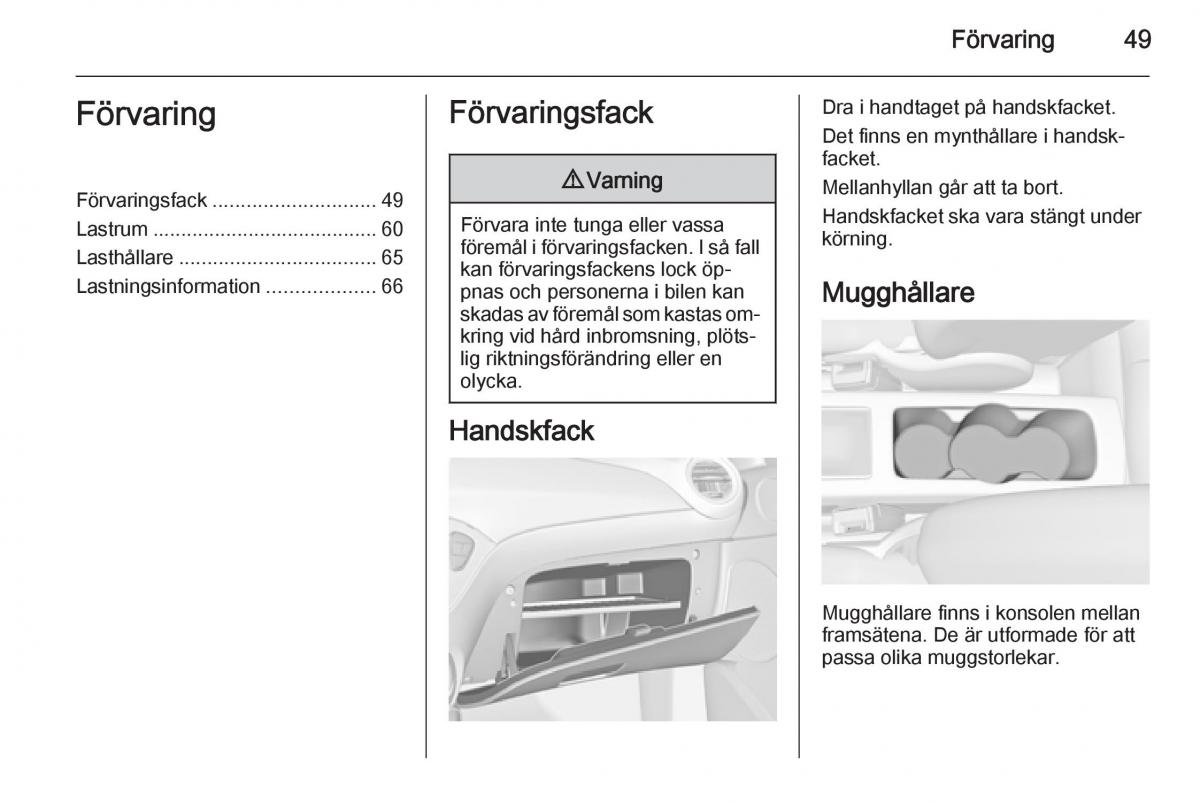 Opel Adam instruktionsbok / page 51