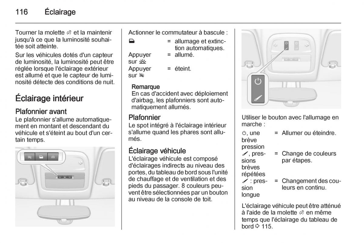 Opel Adam manuel du proprietaire / page 118