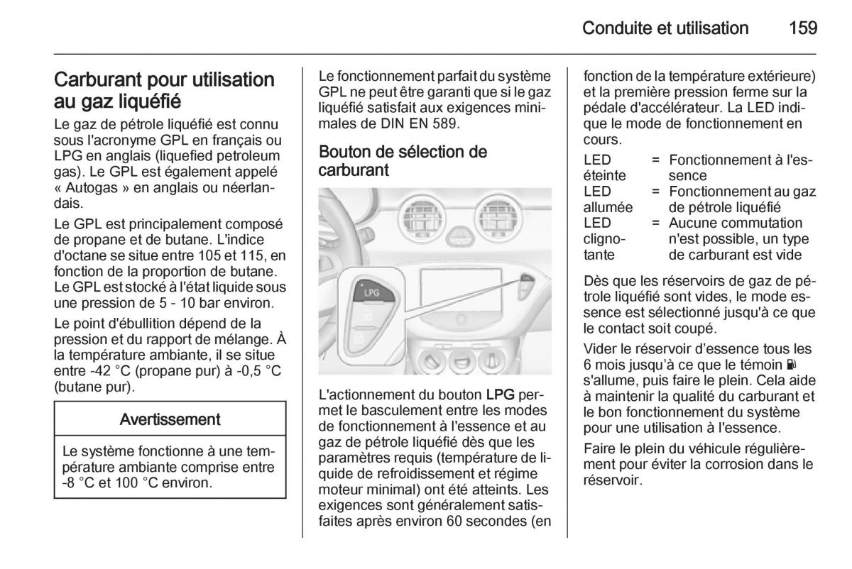 Opel Adam manuel du proprietaire / page 161