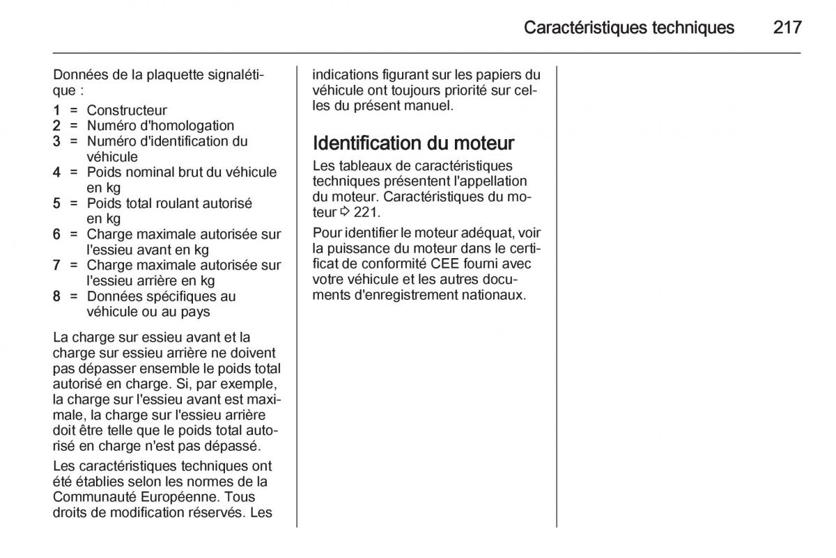 Opel Adam manuel du proprietaire / page 219