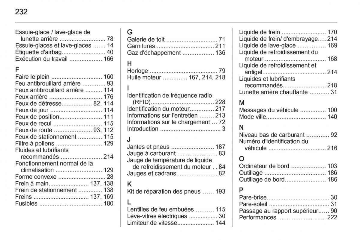 Opel Adam manuel du proprietaire / page 234