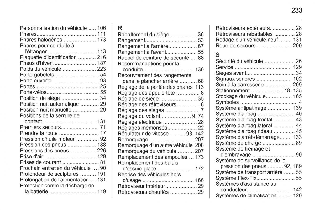 Opel Adam manuel du proprietaire / page 235