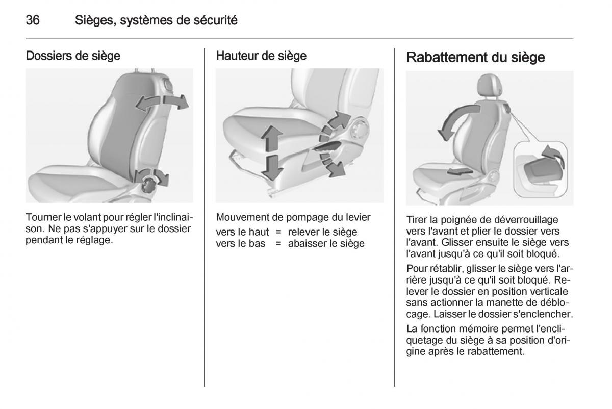 Opel Adam manuel du proprietaire / page 38