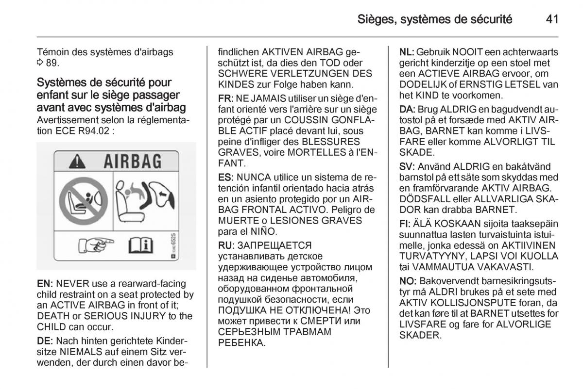 Opel Adam manuel du proprietaire / page 43