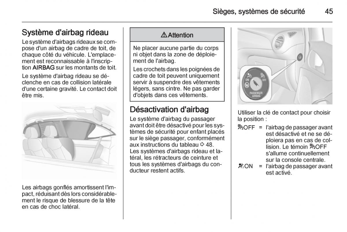 Opel Adam manuel du proprietaire / page 47