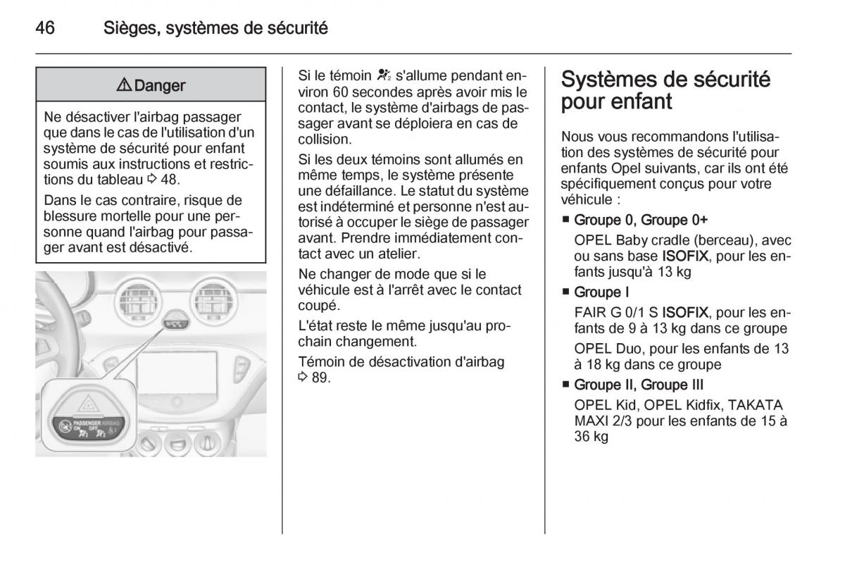 Opel Adam manuel du proprietaire / page 48