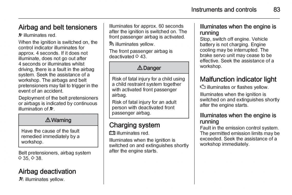 Opel Adam owners manual / page 85