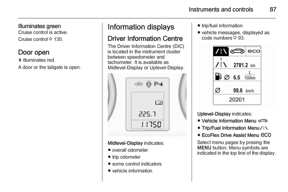 Opel Adam owners manual / page 89