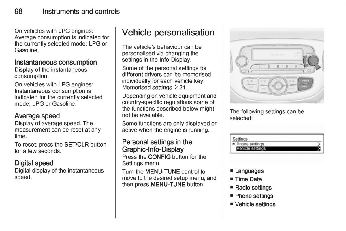 Opel Adam owners manual / page 100