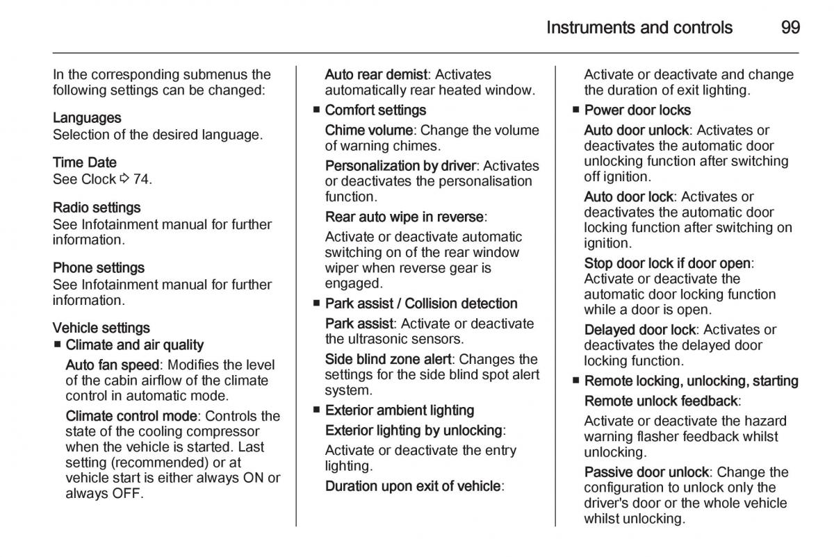 Opel Adam owners manual / page 101