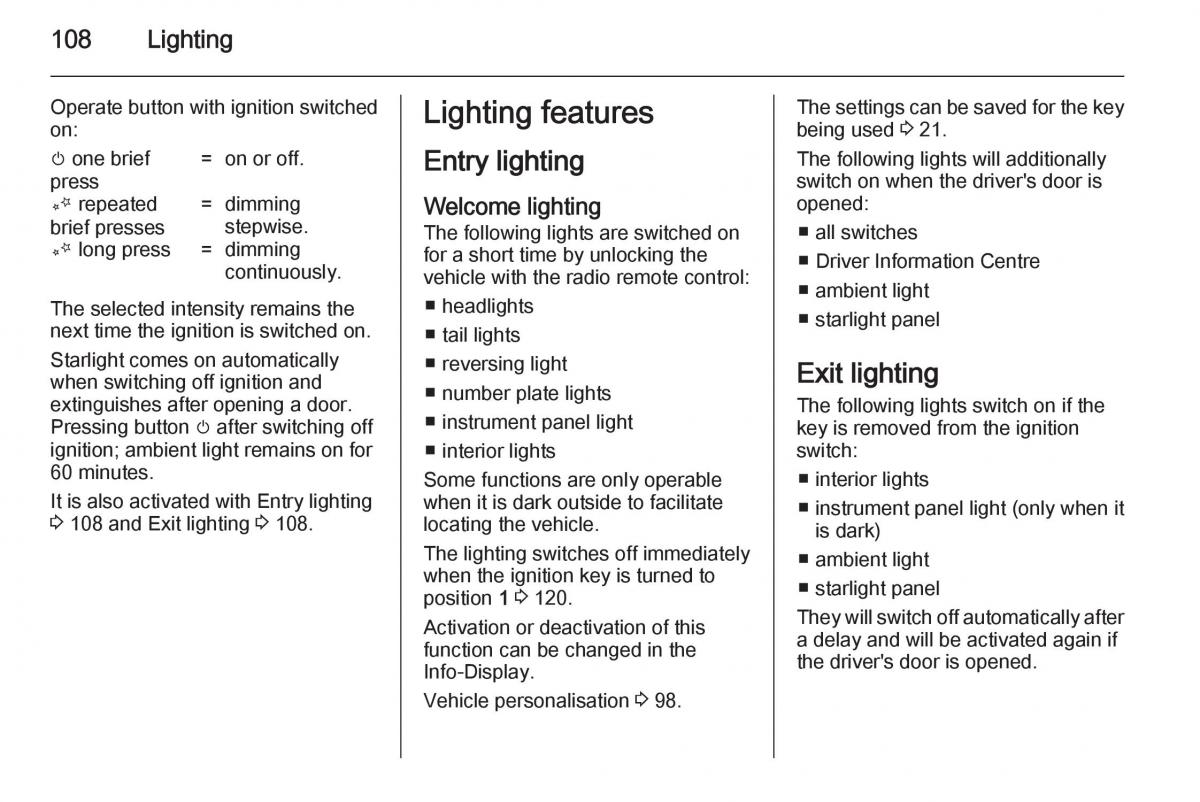 Opel Adam owners manual / page 110