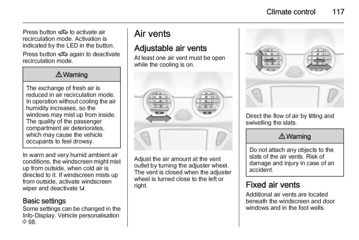 Opel Adam owners manual / page 119