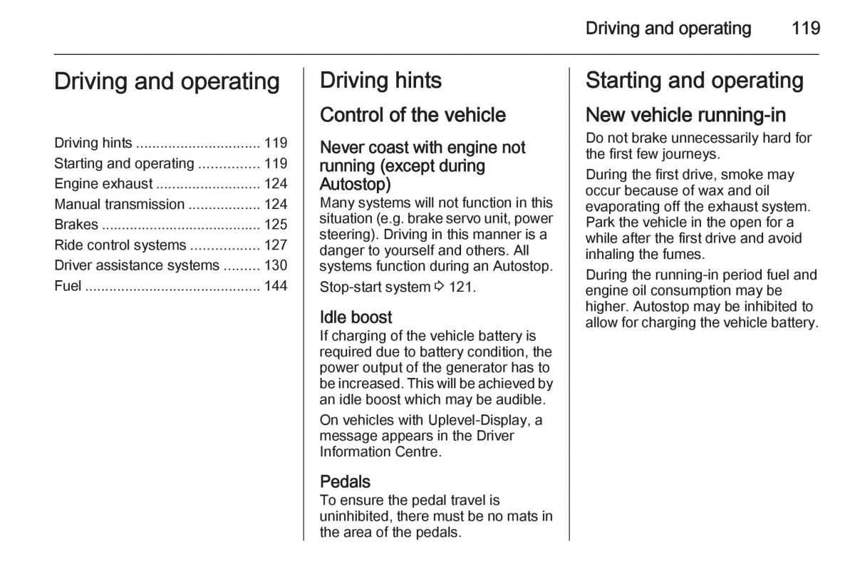 Opel Adam owners manual / page 121