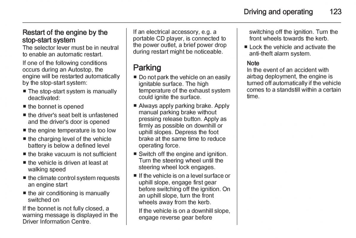 Opel Adam owners manual / page 125