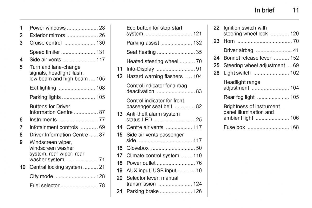 Opel Adam owners manual / page 13