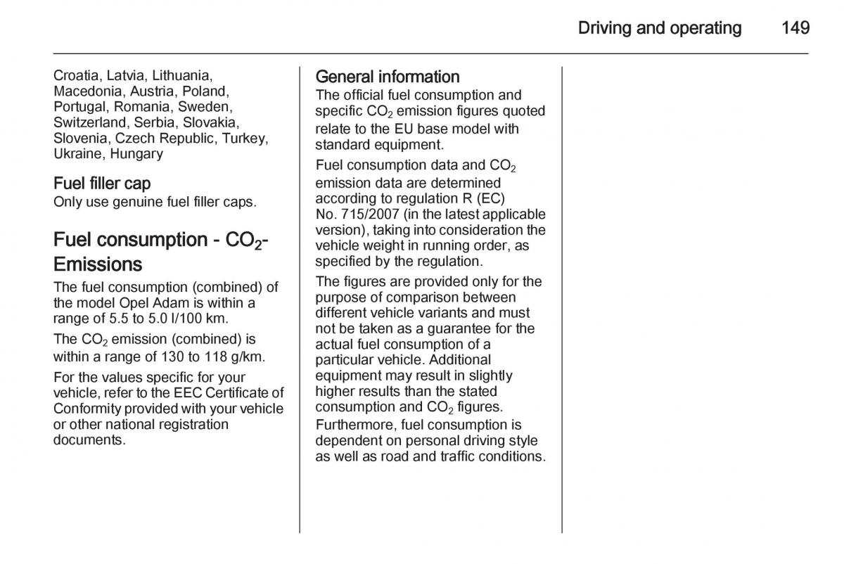 Opel Adam owners manual / page 151